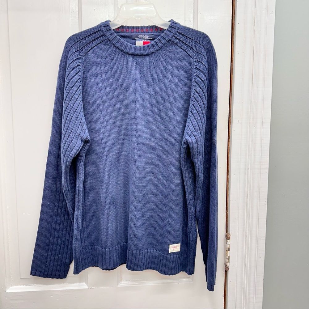 Tommy Hilfiger navy‎ blue classic knit sweater men's large